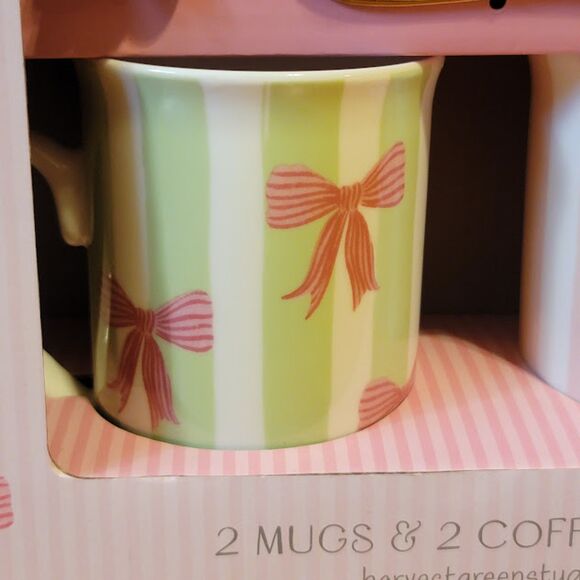 Coquette bow set of two mugs and stirrers Harvest Green Studio - Picture 4 of 6